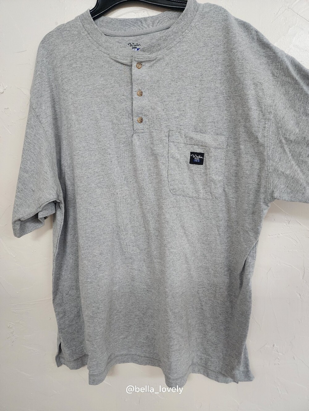 Walls Workwear Light Gray Short Sleeve Henley Pocket Tee